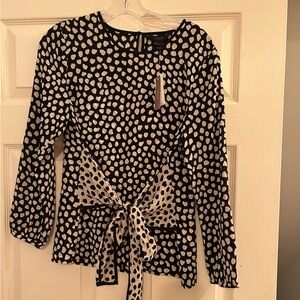 J. Crew, NWT, Polka Dot Top with versatile Tie in Front or Back. Size 4